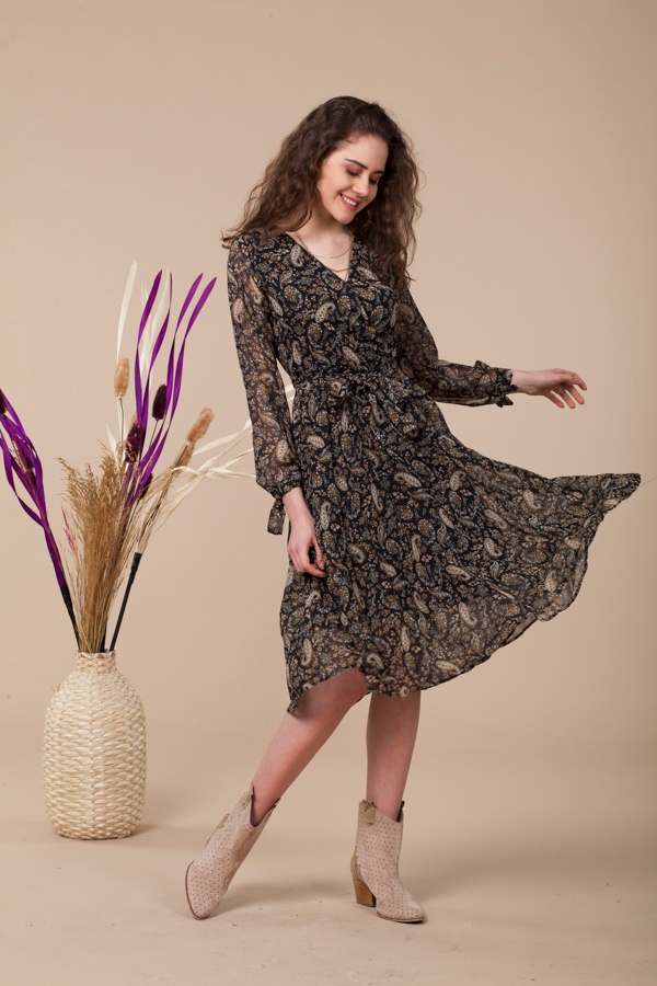 Siyah Kruvaze Astarlı Elbise1