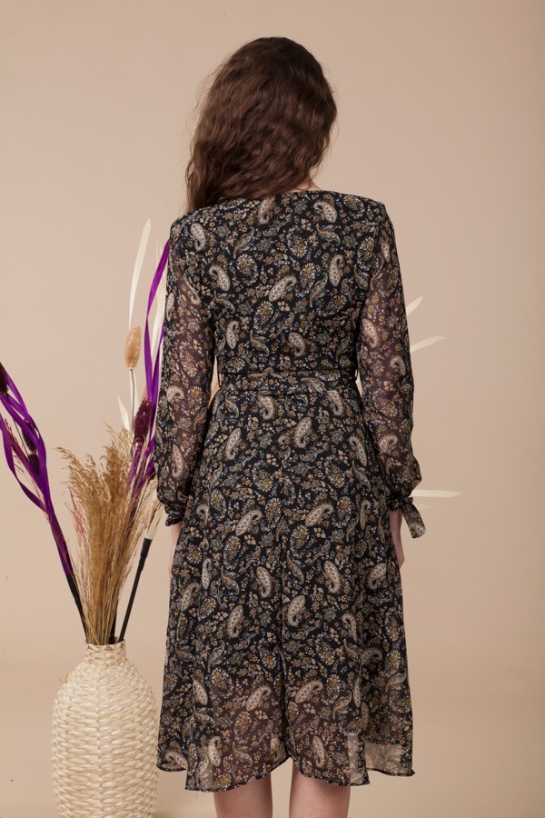 Şal Desen Astarlı Elbise1